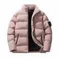 thumbnail image 3 of COSFO Mens Fall Puffer Jackets Casual Full Zip Pink Coat Cotton Long Sleeve Loose Fit Stand Colla Mens Winter Coats, 3 of 3