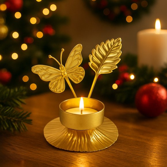 CREATITOY Christmas Iron Metal Candle Holders - Romantic Candle Stands for Dinner TableHome Decor Holiday Festive Setup