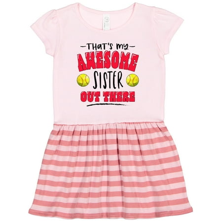 

Inktastic That s My Awesome Sister out There with Softballs Gift Toddler Girl Dress