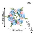 thumbnail image 3 of Artificial Hydrangea & Green Leaf Wreath | Spring Blue Embroidered Floral | Outdoor Indoor Decorative Garland for Weddings Parties Home | 1 Piece | Vibrant Welcome Sign, 3 of 9