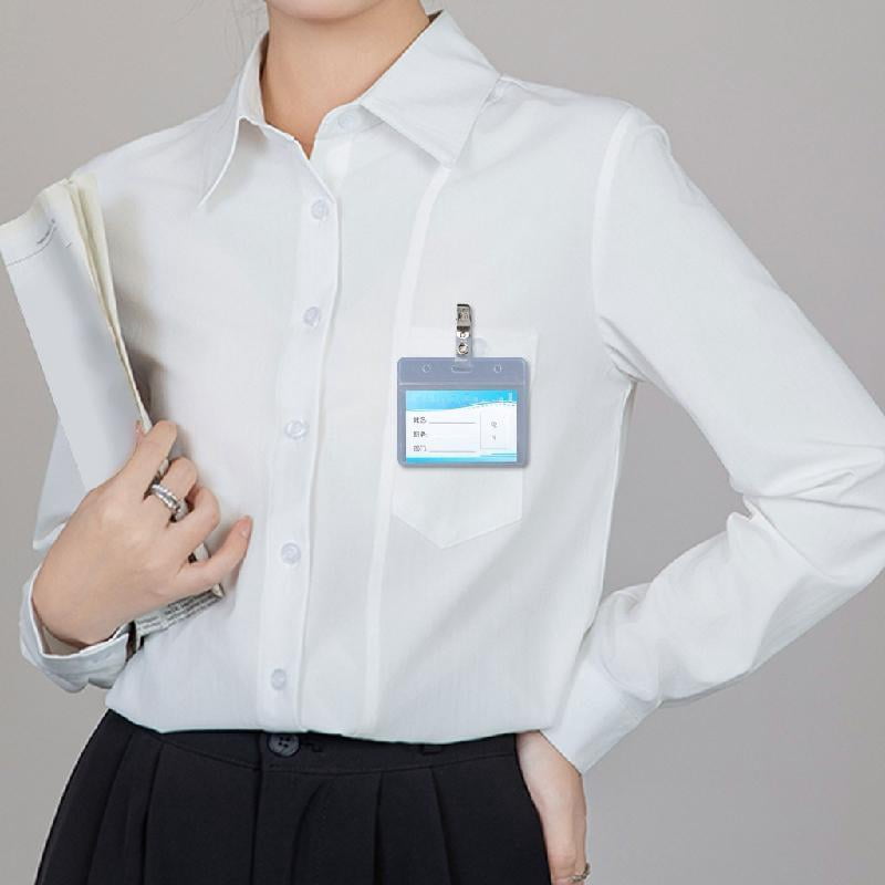 Zeiwohndc 100 Pcs Waterproof Name Badge Holders Card Holder Office School Supplies