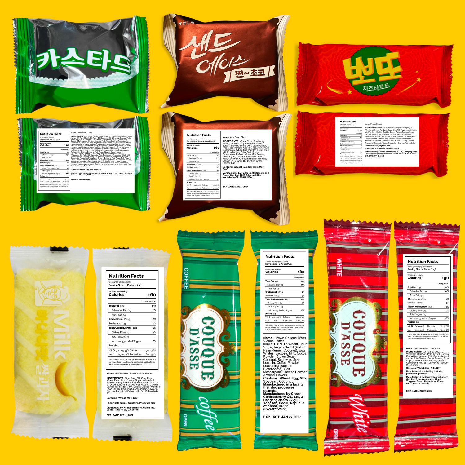 Korean Snack Box 47 Count Journey of Asia Individual Wrapped Packs of Coffee, Snacks, Chips, Cookies, Noodle and Drink, Treats for Kids, Children, College Students, Adult and Senior