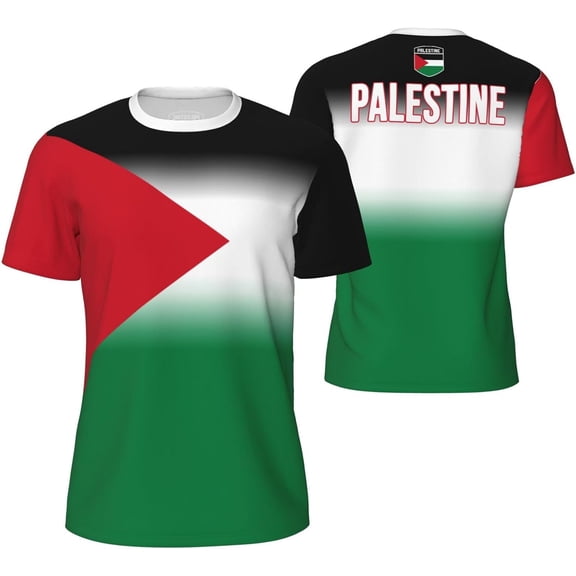 Palestine Flag Gradation T-Shirt Sports Jerseys for Running Soccer Tennis Fitness