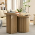 thumbnail image 6 of Nesting Coffee Table Set of 2, Round Wooden Coffee Tables, Modern Circle Table, Accent End Side Table for Small Space Living Room Bedroom, 6 of 8