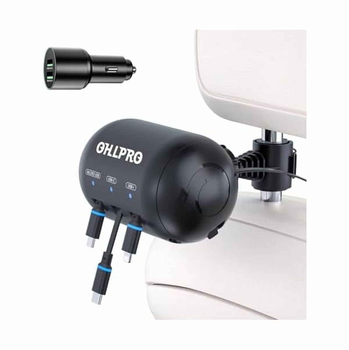 1888 3-in-1 Retractable Backseat Car Charging Station, 36W Fast Car Charger for All Phones (iPhone, Samsung), Ideal for Lyft, Turo, Uber, Taxi, Rideshare, Customer Charging Dock Attach to Headrest