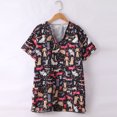 thumbnail image 5 of FAFWYP Scrubs for Women, Womens Professionals Scrubs Tops Cartoon Nursing Shirt Short Sleeve V Neck Tunic Workwear Blouse Mock Wrap Medical Working Uniform with Pockets, 5 of 8