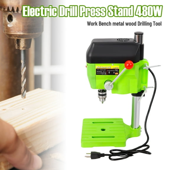 480W Mini Electric Bench Drill Press Stand with Variable Speed, Precision Drilling for Wood & Metal, Compact Portable Workbench