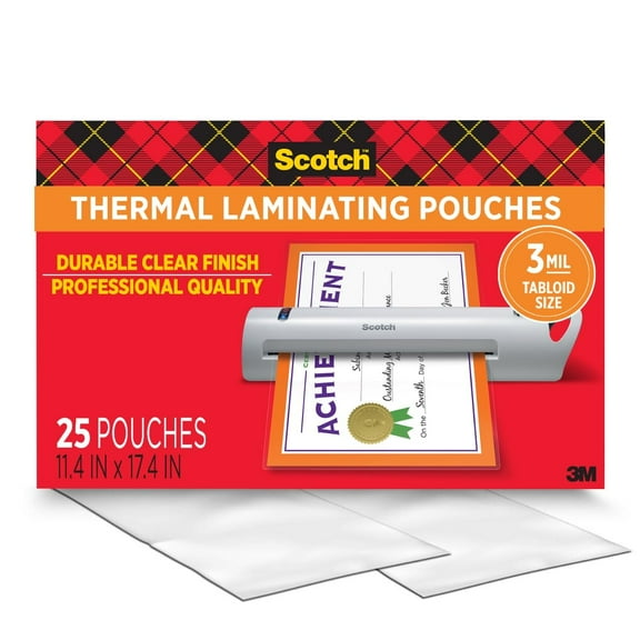 Scotch Thermal Laminating Pouches, Legal Size 11 x 17 Inches, 25 Pack Laminating Sheets, 3 Mil, Education Supplies & Craft Supplies, For Use With Thermal Laminators