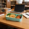 thumbnail image 5 of Interchangeable Bento Lunch Box with Removable 2- and 3-Compartment Inserts, 1100ml Capacity, Microwave-Safe Food-Grade Plastic, Includes Utensils Green, 5 of 6
