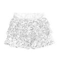 thumbnail image 4 of Xnihocha Kids Girls Sequins Tiered Ruffle Hip Hop Jazz Latin Ballroom Tap Ballet Dance Skirts Silver 14, 4 of 5