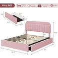 thumbnail image 6 of ChaoLink Full Bed Frame with Storage Drawers & Bookcase Headboard, Boucle Platform Bed, Noise-Free, No Box Spring Needed, Pink, 6 of 8