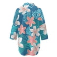 thumbnail image 5 of Xoenoiee Tropical Plumeria Flower Palm Leaves Print Bathing Suit Cover Up V Neck Swimsuit Coverup Shirt for Women Button Down Bikini Beachwear Vacation Outfit Plus Size, 2XL, 5 of 7