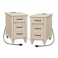 thumbnail image 7 of 2 Pack Beige End Tables with Charging Station, Farmhouse Side Table with Power Outlets & USB Ports for Bedroom, 7 of 7