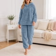 thumbnail image 2 of StSilkitty Fleece Pajama Sets 2 Piece for Women Long Sleeve Hoodies and Pants Sleepwear Set Winter Fuzzy Warm Loungewear, 2 of 8