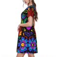 thumbnail image 2 of Disketp Colorful Floral para Vestido de Manga Corta para Mujeres, Vestidos de Verano para Mujeres, Casual y Holgado para la Playa, 2 of 6