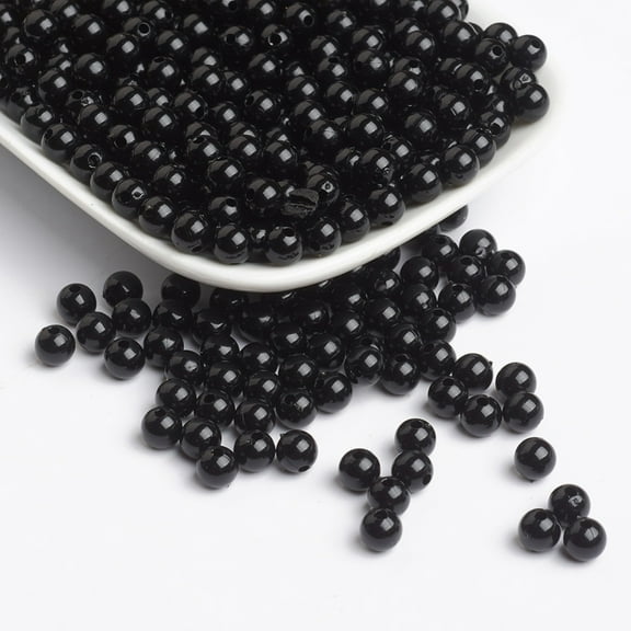 500pcs Opaque Acrylic Beads Round Black Size: about 6mm in diameter hole: 1mm