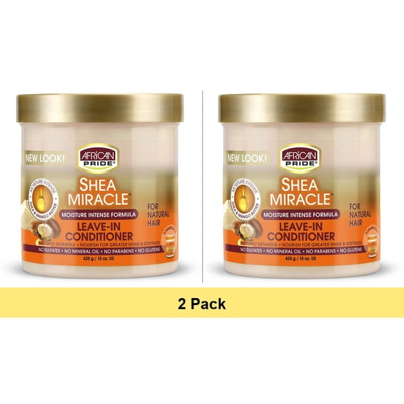 African Pride Shea Butter Miracle Leave-In Hair Conditioner, 15 Oz - 2 Pack