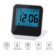 Herwey Réveil portable, réveil numérique de bureau pliable sur table portable avec calendrier de température, date et semaine, mini réveil numérique
