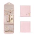 thumbnail image 1 of Estuche organizador de joyas de viaje, rollo de joyería plegable para anillos de viaje, collares, pendientes, pulseras, mini, rosa suave, 1 of 3