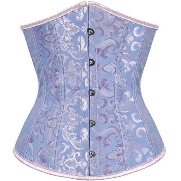 Corsé de cintura Prolriy para mujer, con brocado deshuesado, para entrenamiento de cintura, corsé bajo el busto, faja moldeadora de cintura para mujer, azul, talla S