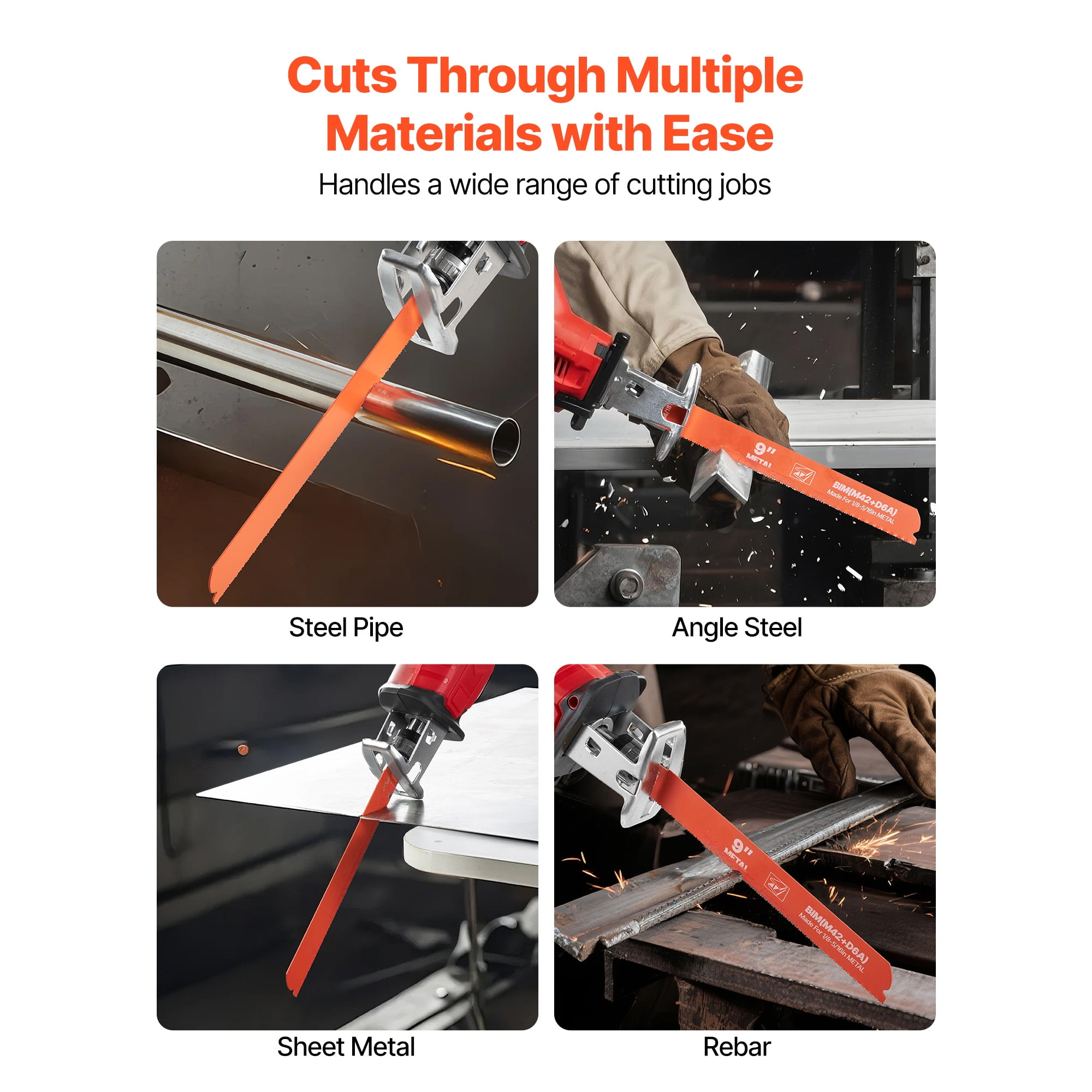 KFFKFF 25-Piece Bi-Metal Reciprocating Saw Blade Set, 14/18 TPI, Universal Shank, Designed for Smooth and Efficient Cuts in Medium Metals (1/8-5/16 inch), Orange