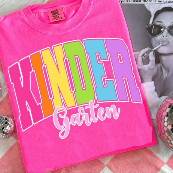 Retro Back to School Shirt, Neon Disstressed Shirt, Coquette Kindergarten Pre-K 1st 2nd 3rd 4th Grade Shirt, Girly Pink Bow, Hand Drawn,Colorful