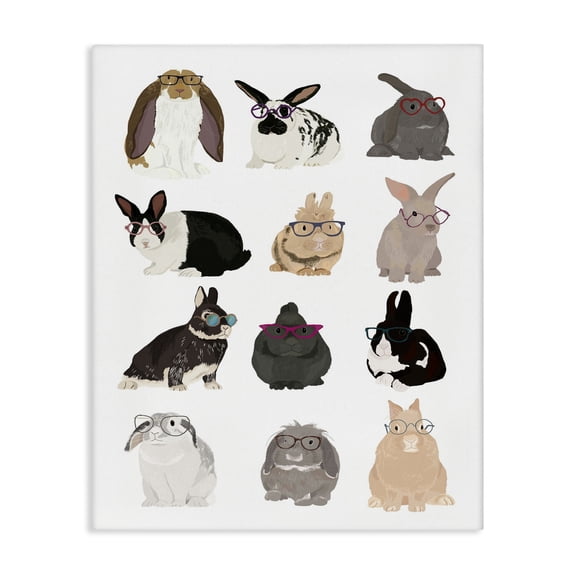 Stupell Industries Bohemian Varied Hipster Bunnies Canvas Art, 16 x 20, by Hanna Melin