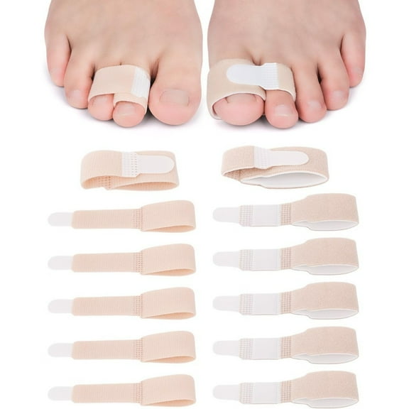 12 PCS Medical Grade Toe Protectors, Latex-Free Cushioned Hammertoe Relief & Buddy Tape Splint, Reusable Toe Brace for Broken Toe, Bunions, Post Surgery Recovery
