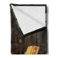 thumbnail image 2 of Gothic Soft Flannel Fleece Throw Blanket, Chamber of Secret Rite with Skulls on the Wall Sorcery Spell Image Print, Cozy Plush for Indoor and Outdoor Use, 50" x 60", Brunette Brown, by Ambesonne, 2 of 5