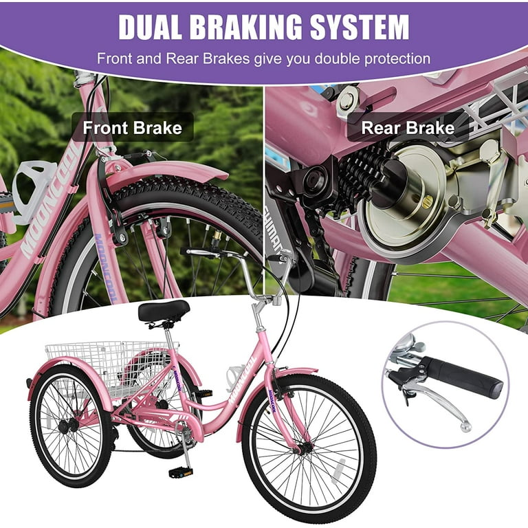 MOONCOOL Adult Tricycles 7 Speed 16 20 24 26 inch 3 Wheel Bikes