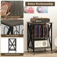 thumbnail image 4 of Giantex Support pour Tourne-Disque, Support de Plateau Tournant avec Station de Recharge Intégrée, Armoire de Rangement, Table d'Appoint pour la Maison, Chêne Gris, 4 of 8