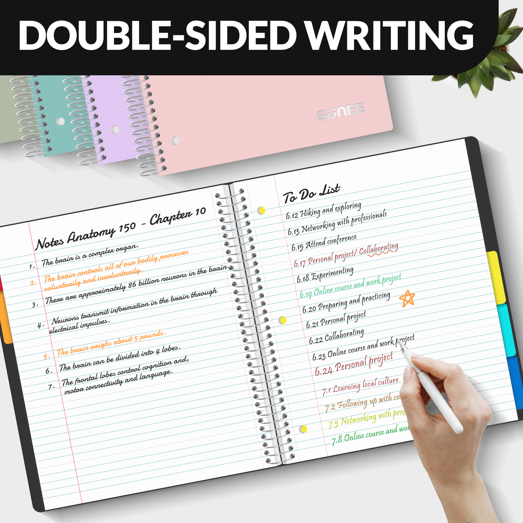 Sunee 5-Subject Spiral Notebook, College Ruled, 400 Pages photo 7