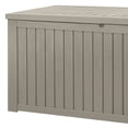 thumbnail image 6 of Dextrus 220 Gallon Extra-Large Resin Deck Box, Light Brown Waterproof Storage Container, Lockable Deck Box with Removable Divider for Garden Tools, Pool Accessories & Outdoor Furniture Essentials, 6 of 10