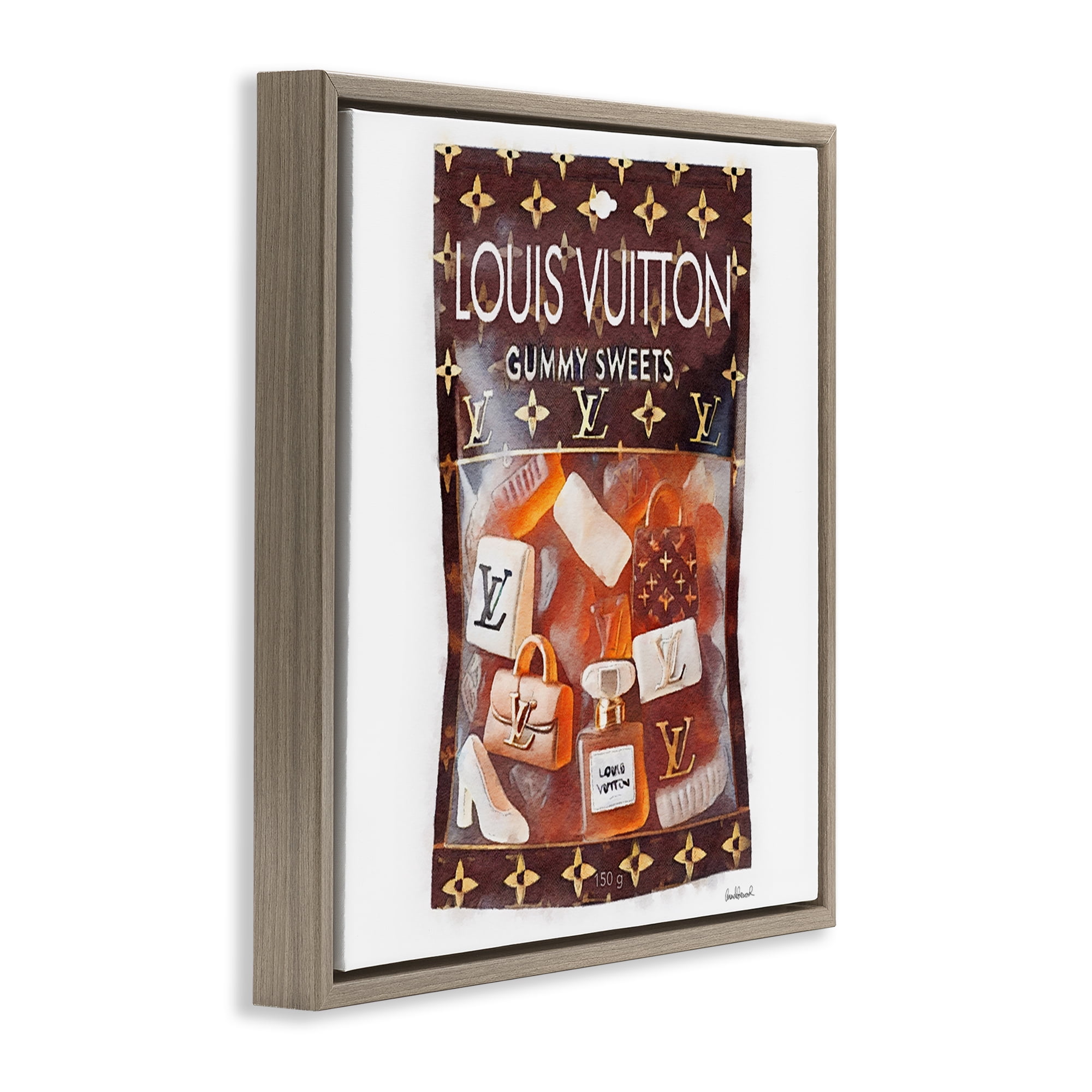 Stupell Industries Glam Gummy Sweets Fashion Painting Brown Floater Framed Canvas Art Print Wall Art, 25 x 25