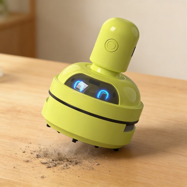Aspiradora de escritorio para teclado y escritorio: removedor de polvo recargable por USB con succión ajustable y microfiltro.