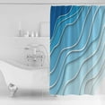 thumbnail image 2 of Shower Curtains Sets for Bathroom Decor Blue Gradient Stripe Abstract GeometricWaterproof Bathroom Curtain with Hooks,Water Ripple Ocean Ombrefor Bathroom Decor,72x72IN, 2 of 7