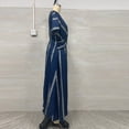 thumbnail image 4 of Ailaofu Robe Maxi à Rayures pour Femmes, Col en V, Manches Courtes, Taille Portefeuille, Évasée, Longueur Cheville, 4 of 7