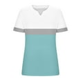 thumbnail image 5 of Otntypg Plus Size Women T-Shirts Loose Fit Casual Summer Short Sleeve Striped Color Block Printed V Neck Graphic Tees Tops Trendy Oversized Cotton Blouse Sky Blue XL, 5 of 5