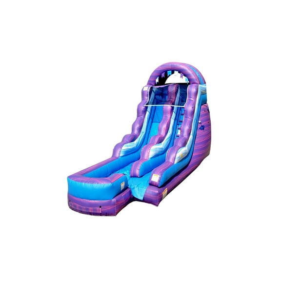 JumpOrange Queen Dual Lane Commercial Grade Bounce House Water Slide with Splash Pool (with Blower)