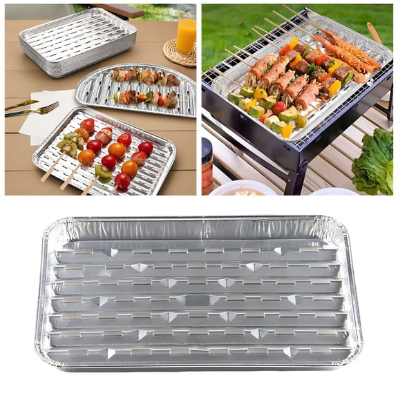 ACDANC Food-Grade Aluminum Foil Disposable Grilling Trays of 5 pcs,Grill Basket with Holes Grilling Pans for Barbecue Foods