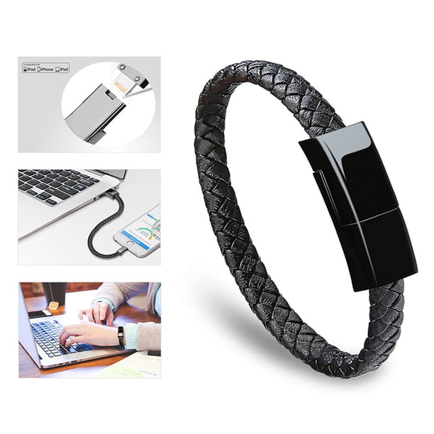 Cable USB Brazalete Cargador de Cuero Portátil Corto (L/M) Adepaton FLD-2531