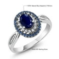 thumbnail image 7 of Gem Stone King 925 Sterling Silver Blue Sapphire Engagement Ring for Women | 1.62 Cttw | Oval Cut 7X5MM | Gemstone Birthstone | Available in Size 5, 6, 7, 8, 9, 7 of 7