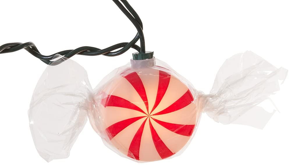 Kurt Adler 10/L Red Peppermint Candy Light Set
