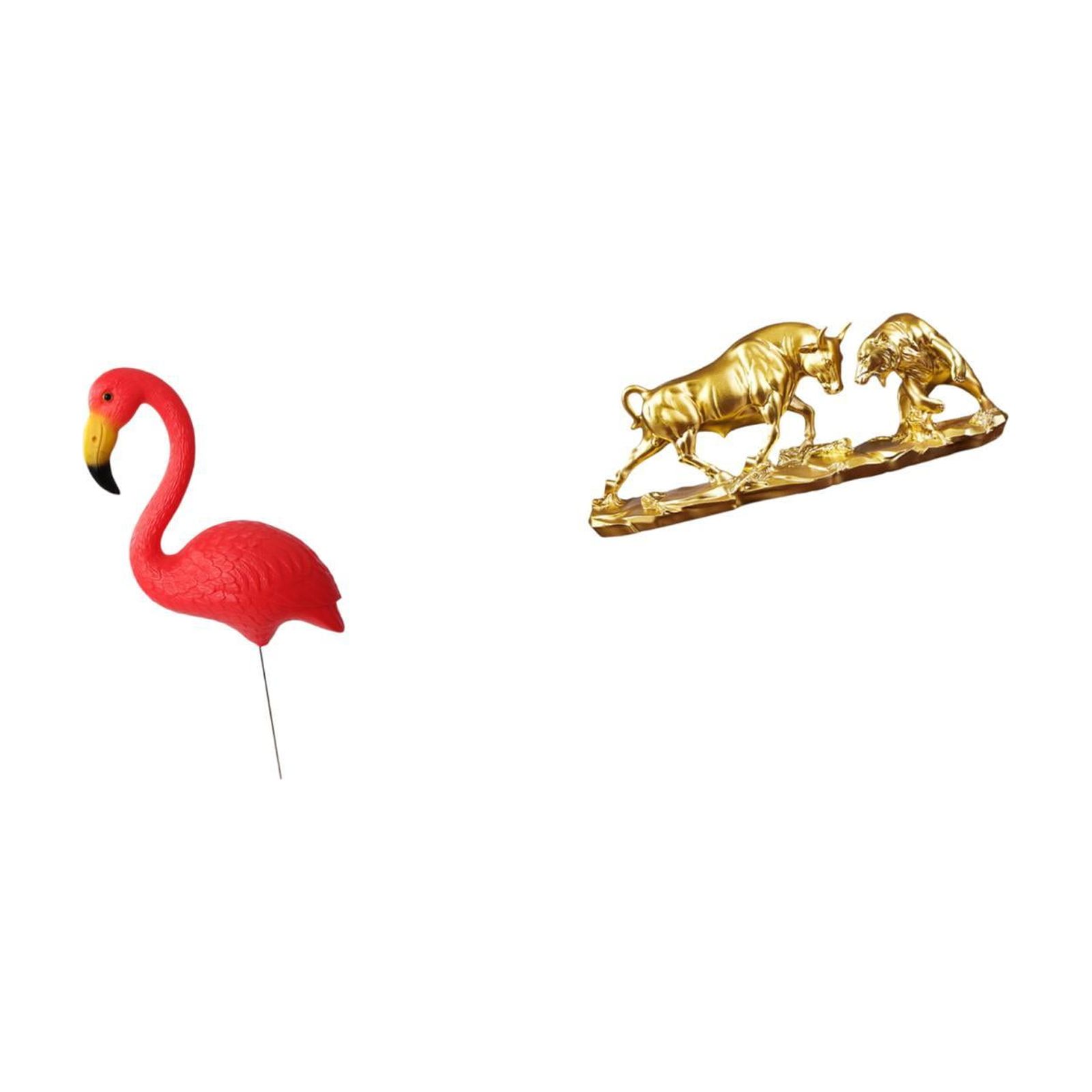 simhoa Flamingo Bear Bull Garden Sculpture Modern Fairy Yard Art Feng Shui Animal Ornament for Holiday Desk and Birthday Decor