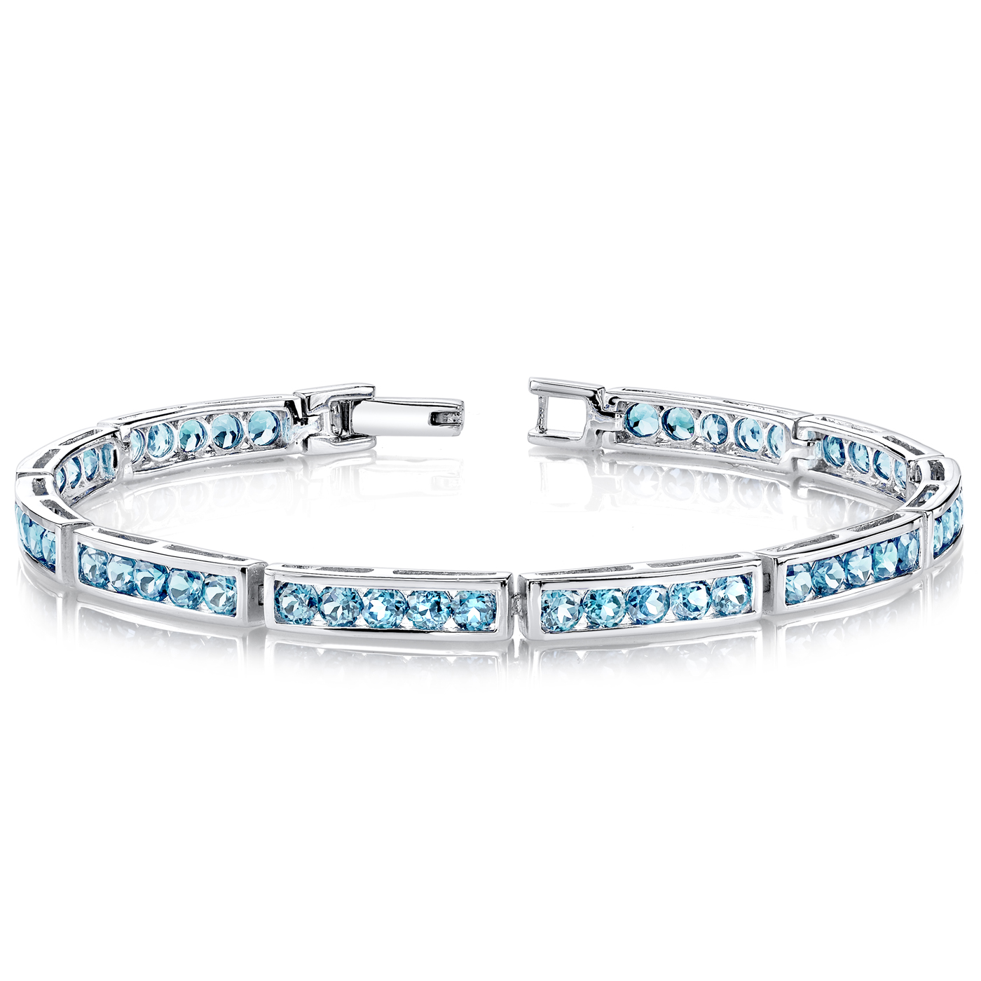 Oravo - 6 ct Round London Blue Topaz Tennis Bracelet in Sterling Silver