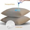 thumbnail image 4 of Throw Pillow Covers 20x20 Inch Set of 2, Beige Gray Ombre Waterproof Outdoor Pillow Covers, Modern Gradient Abstract Art Decorative Cushion Pillowcases for Couch, Sofa, Bed, Garden, Patio, 4 of 9