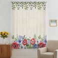 thumbnail image 3 of Independence Day Sheer Curtains 45 Inches Long, Retro Red Blue Flowers Leaves Plants Light Filering Curtains, Breathable Simi Curtain Privacy Drapes for Kitchen Bathroom Small Window Treatment, 3 of 9