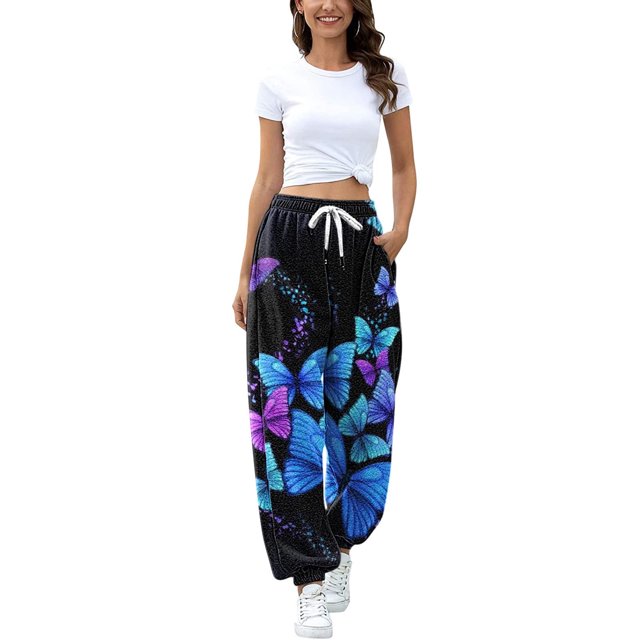 Puntoco Pantalones De Chándal Con Estampado De Mujer Cintura Alta Deportivo Gimnasio Ajuste Atlético Jogger Pantalones Baggy Lounge Pantalones con Bolsillos Puntoco Puntoco-2955