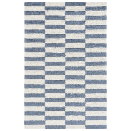 SAFAVIEH Vermont Yasmin Plaid Area Rug  Ivory/Blue  3  x 5