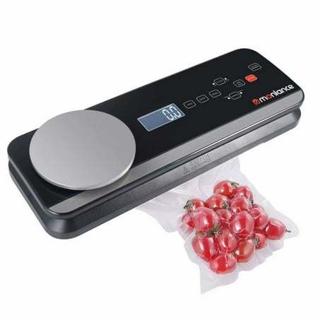 Monlance Vacuum Sealer, Automatic Vacuum Sealer Machine for Food Saver, Built-in Scale and Cutter, Vacuum Air Sealing System with Starter Kits, Touch Pannel and LCD Display, Black
